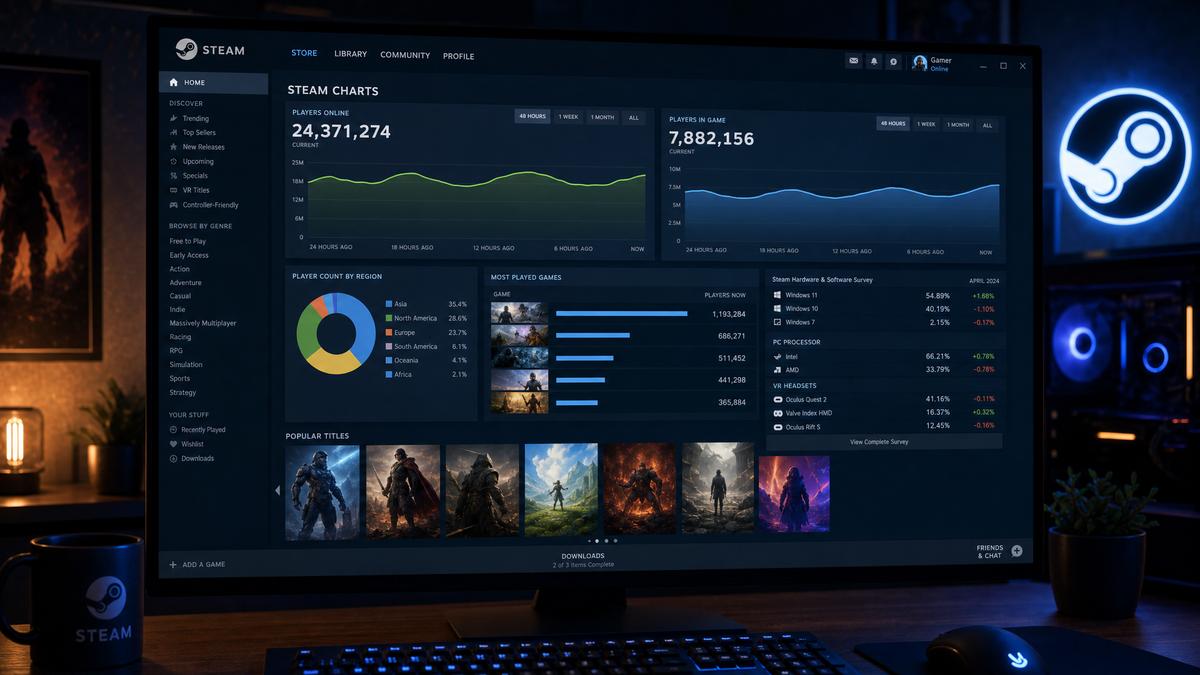 Meistgespielte Steam-Spiele 2026 — Aktuelle Charts & Rekorde